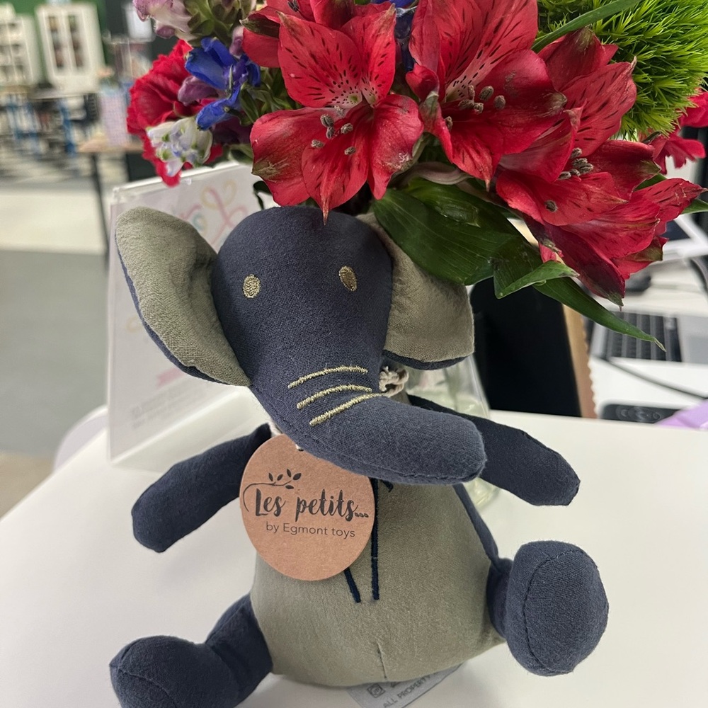 Adorable Gray and Blue Stuffed Mouse Toy